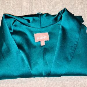 Show Me Your Mumu Teal Satin Blazer Jacket Size M Made in USA